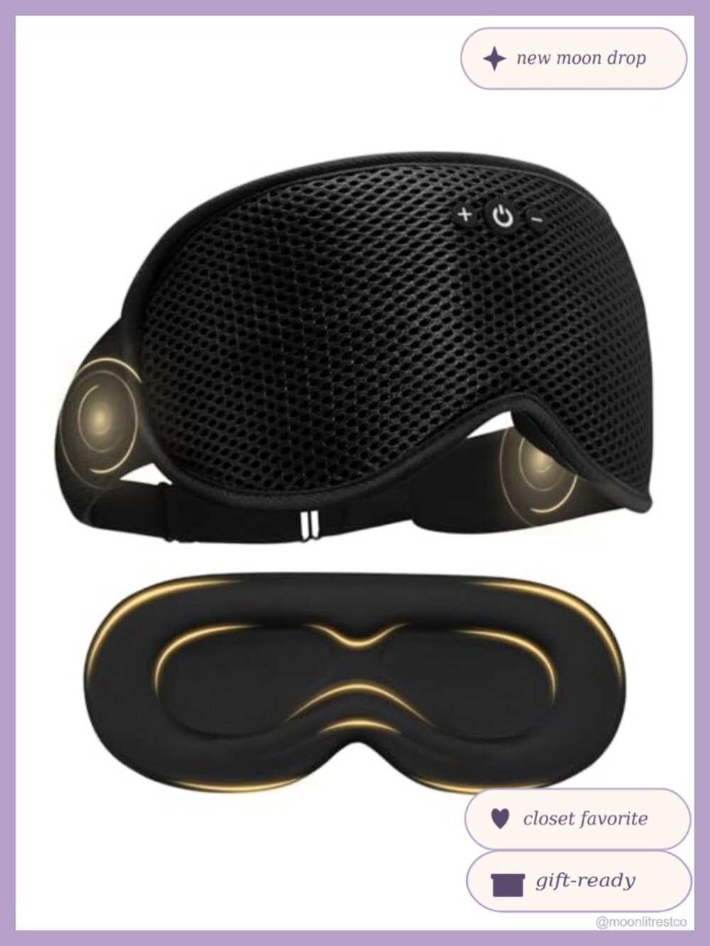 Bluetooth Sleep Mask with Headphones 3D Contoured Light-Blocking